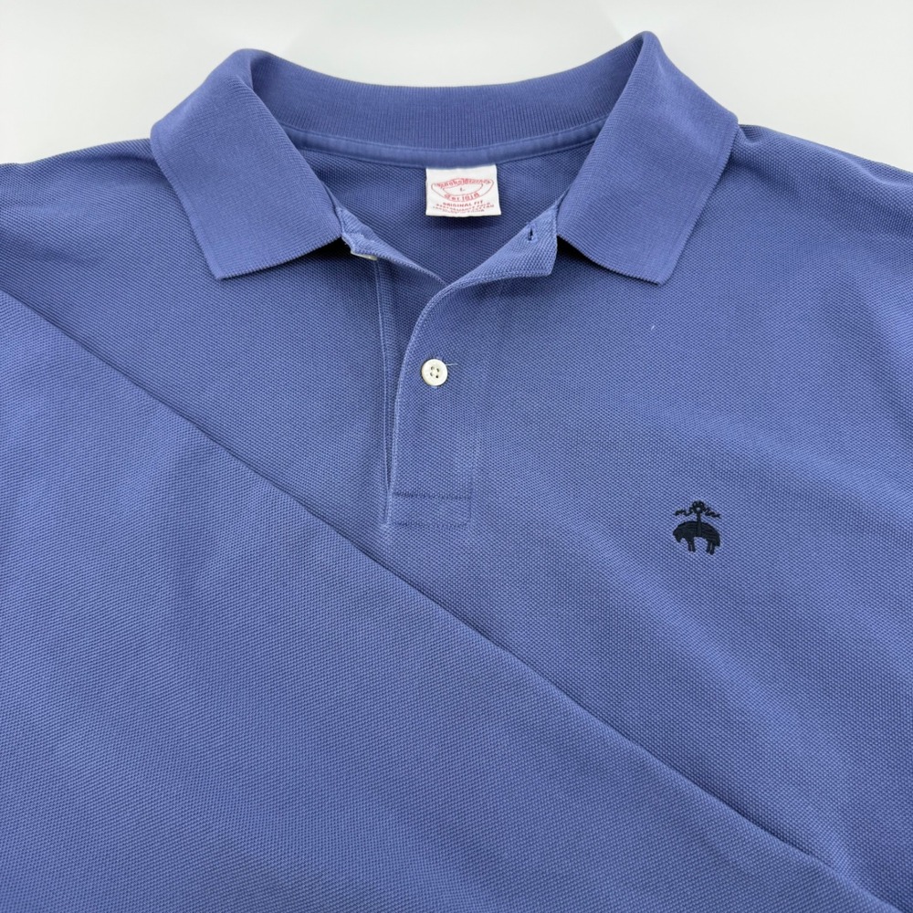 Brooks Brothers Mens Blue Performance Polo Shirt Long Sleeve Supima Cotton L